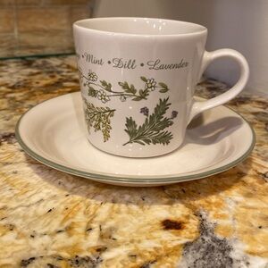 4 Corningware Corelle Cups Mugs w/ saucers, Thymeless Herbs Coffee /Tea